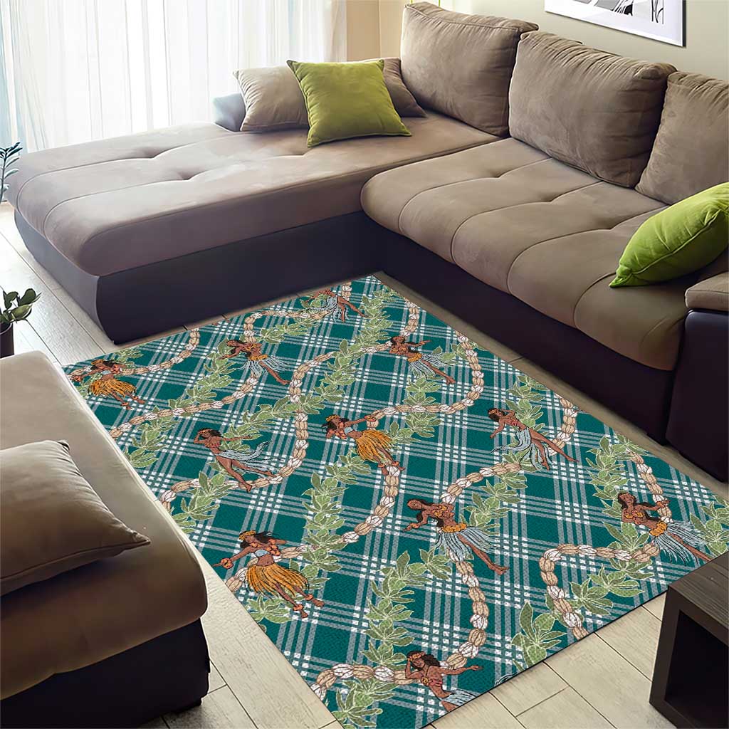 Teal Palaka Hula Girls Seamless Hawaii Aloha Area Rug - Polynesian Pride
