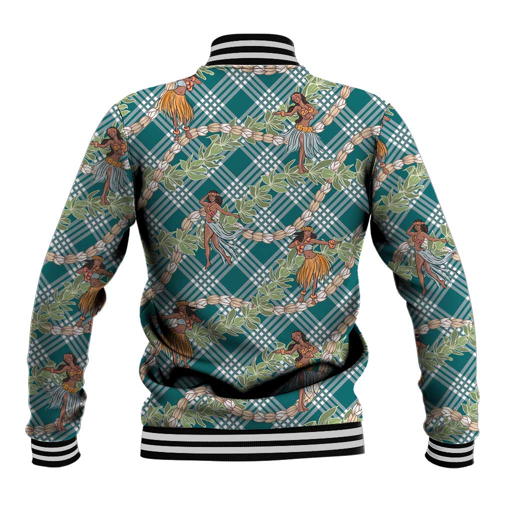 Teal Palaka Hula Girls Seamless Hawaii Aloha Baseball Jacket - Polynesian Pride