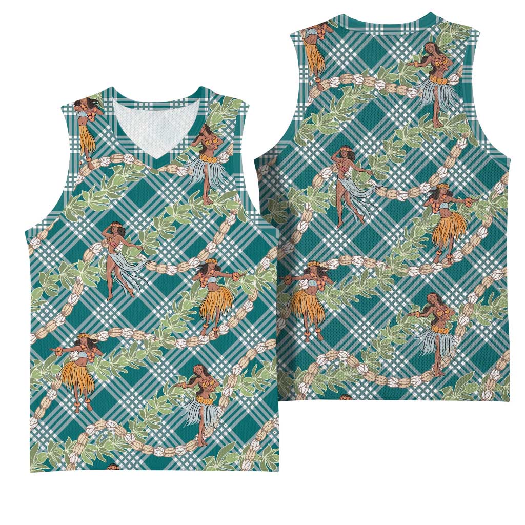 Teal Palaka Hula Girls Seamless Hawaii Aloha Basketball Jersey - Polynesian Pride