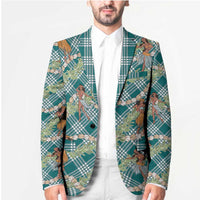 Teal Palaka Hula Girls Seamless Hawaii Aloha Blazer - Polynesian Pride