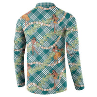 Teal Palaka Hula Girls Seamless Hawaii Aloha Button Sweatshirt - Polynesian Pride