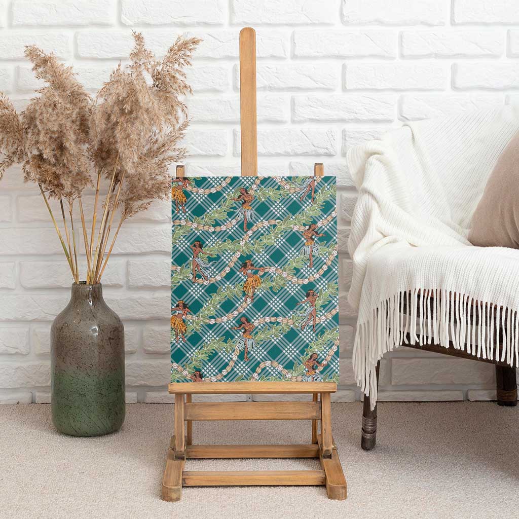 Teal Palaka Hula Girls Seamless Hawaii Aloha Canvas Wall Art - Polynesian Pride