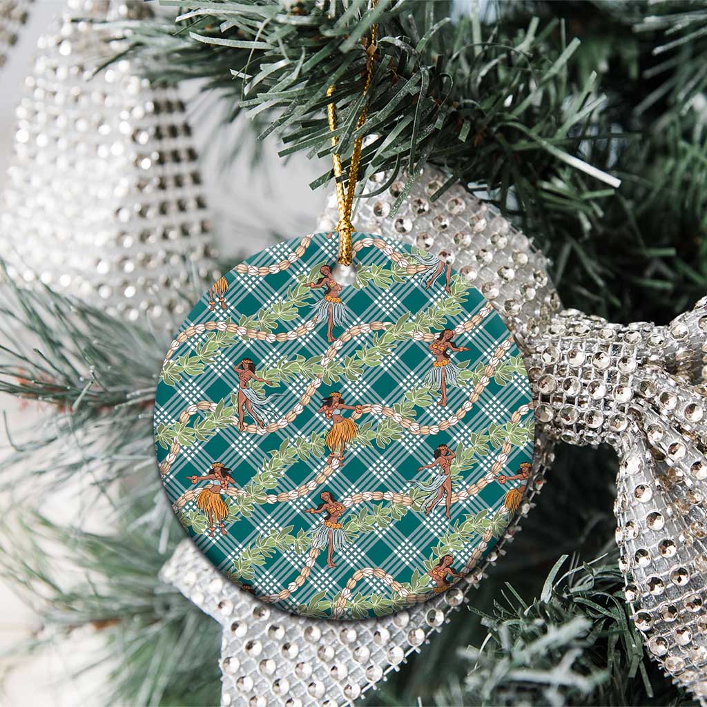 Teal Palaka Hula Girls Seamless Hawaii Aloha Ceramic Ornament - Polynesian Pride