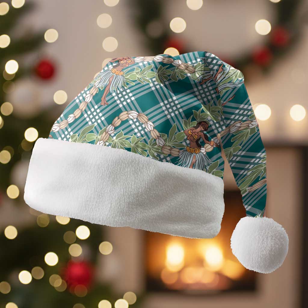Teal Palaka Hula Girls Seamless Hawaii Aloha Christmas Santa Hat - Polynesian Pride