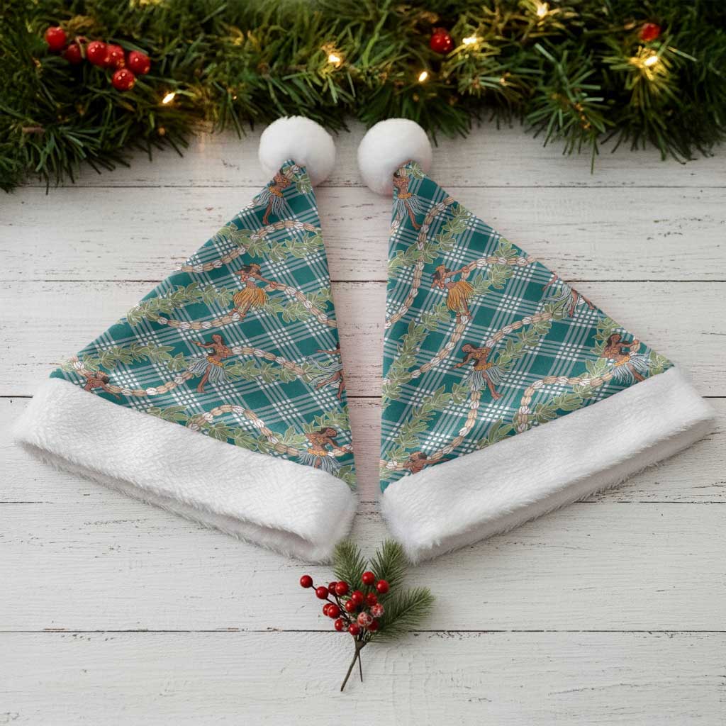 Teal Palaka Hula Girls Seamless Hawaii Aloha Christmas Santa Hat - Polynesian Pride