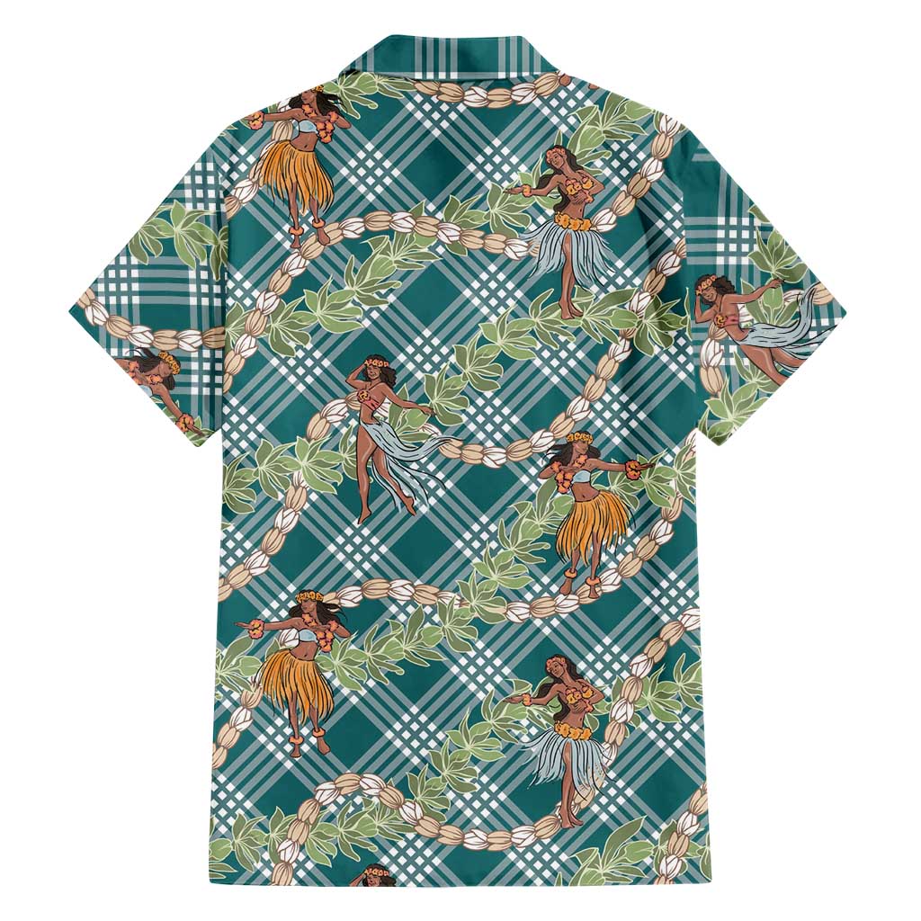 Teal Palaka Hula Girls Seamless Hawaii Aloha Family Matching Puletasi and Hawaiian Shirt - Polynesian Pride