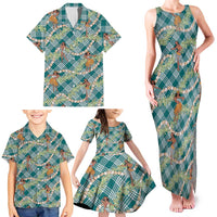Teal Palaka Hula Girls Seamless Hawaii Aloha Family Matching Tank Maxi Dress and Hawaiian Shirt - Polynesian Pride