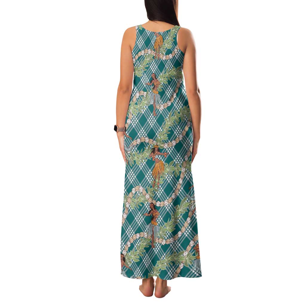 Teal Palaka Hula Girls Seamless Hawaii Aloha Family Matching Tank Maxi Dress and Hawaiian Shirt - Polynesian Pride