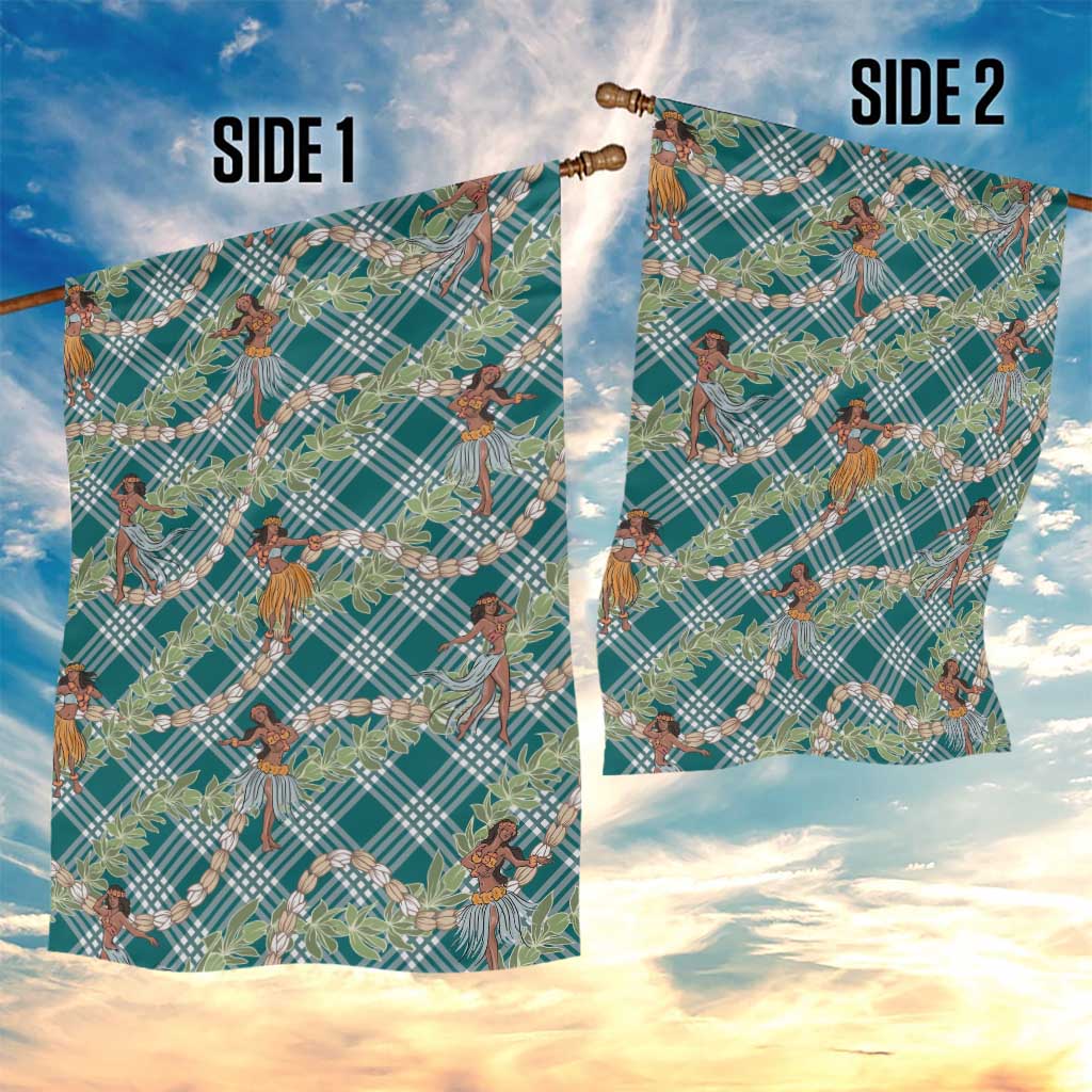 Teal Palaka Hula Girls Seamless Hawaii Aloha Garden Flag LT7 - Polynesian Pride