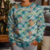 Teal Palaka Hula Girls Seamless Hawaii Aloha Kid Ugly Christmas Sweater - Polynesian Pride