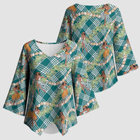 Teal Palaka Hula Girls Seamless Hawaii Aloha Kimono Sleeve Blouse LT7 - Polynesian Pride