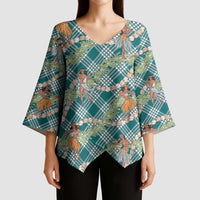 Teal Palaka Hula Girls Seamless Hawaii Aloha Kimono Sleeve Blouse LT7 - Polynesian Pride