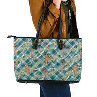 Teal Palaka Hula Girls Seamless Hawaii Aloha Leather Tote Bag - Polynesian Pride