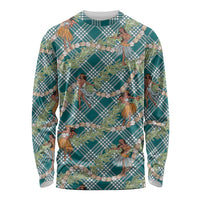 Teal Palaka Hula Girls Seamless Hawaii Aloha Long Sleeve Shirt LT7 Unisex Teal - Polynesian Pride