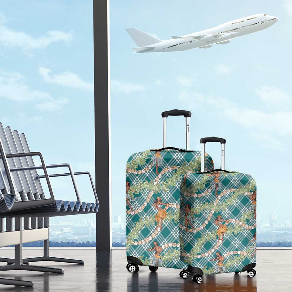 Teal Palaka Hula Girls Seamless Hawaii Aloha Luggage Cover - Polynesian Pride