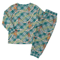 Teal Palaka Hula Girls Seamless Hawaii Aloha Christmas Pajama Set - Polynesian Pride