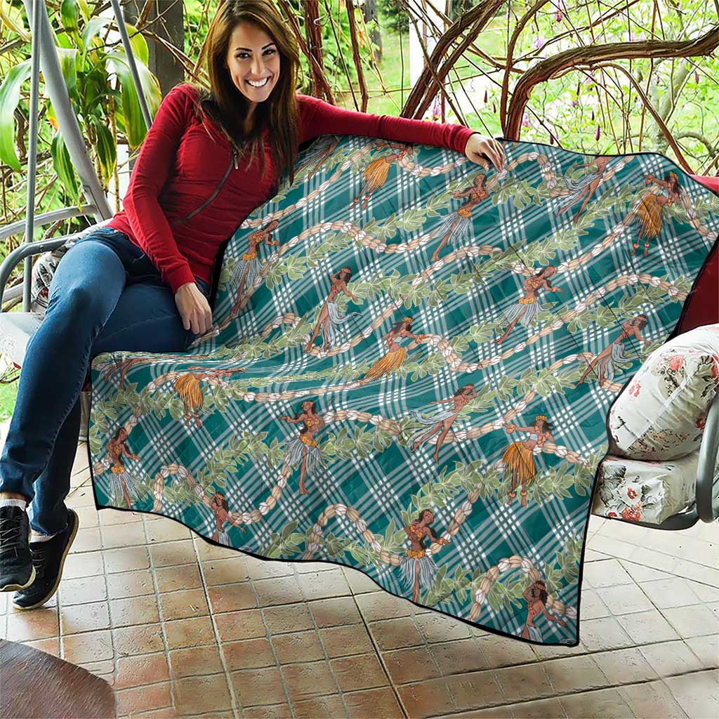 Teal Palaka Hula Girls Seamless Hawaii Aloha Quilt - Polynesian Pride