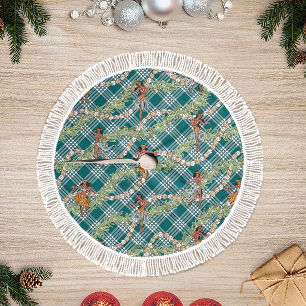 Teal Palaka Hula Girls Seamless Hawaii Aloha Tree Skirt - Polynesian Pride