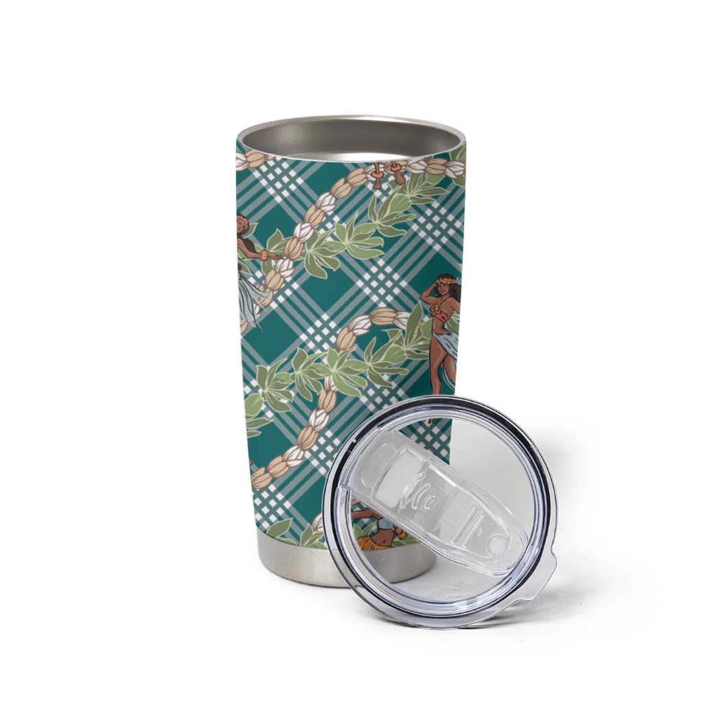 Teal Palaka Hula Girls Seamless Hawaii Aloha Tumbler Cup LT7 - Polynesian Pride