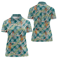 Teal Palaka Hula Girls Seamless Hawaii Aloha Women Polo Shirt - Polynesian Pride