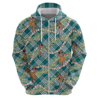 Teal Palaka Hula Girls Seamless Hawaii Aloha Zip Hoodie - Polynesian Pride