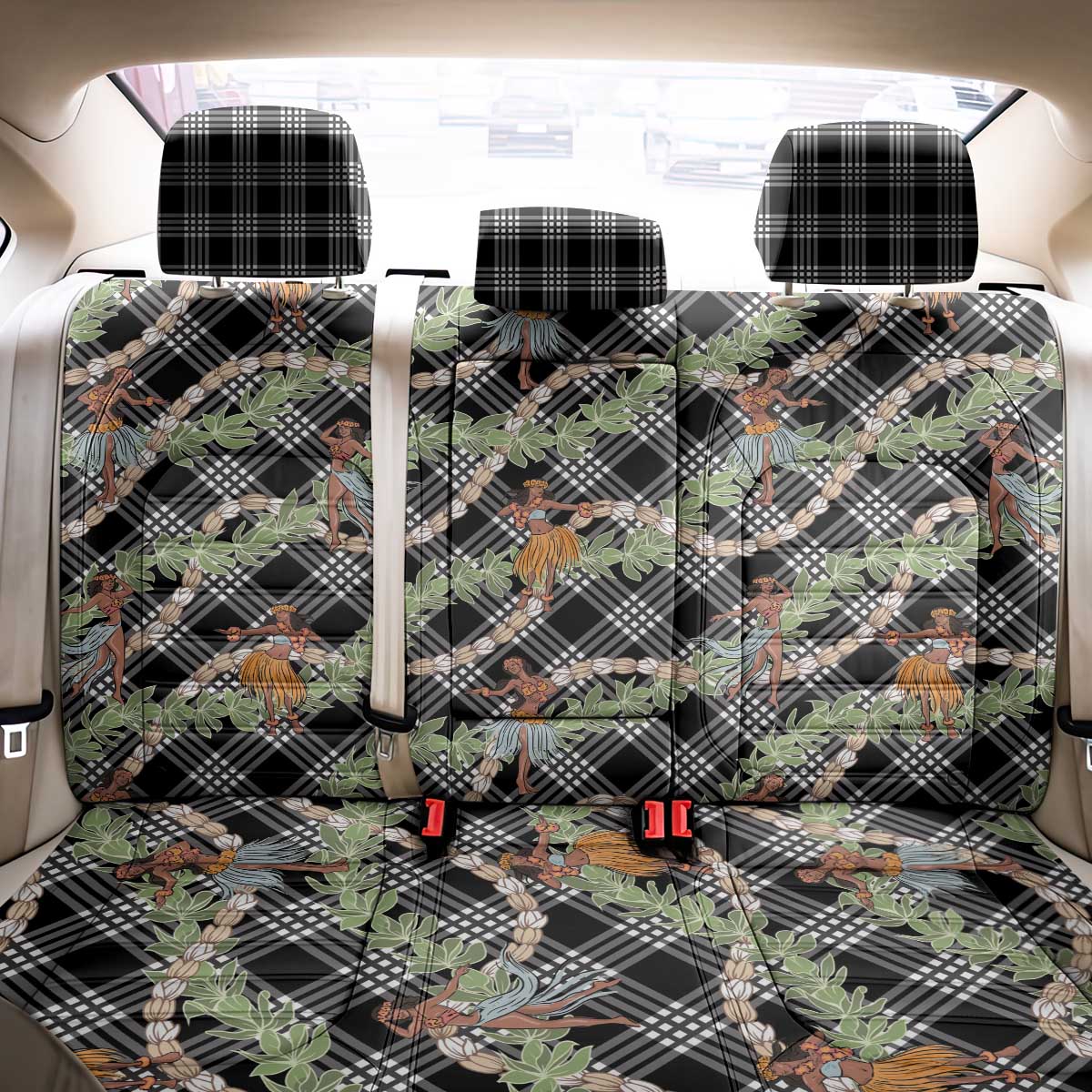 Sable Palaka Hula Girls Seamless Hawaii Aloha Back Car Seat Cover LT7 - Polynesian Pride