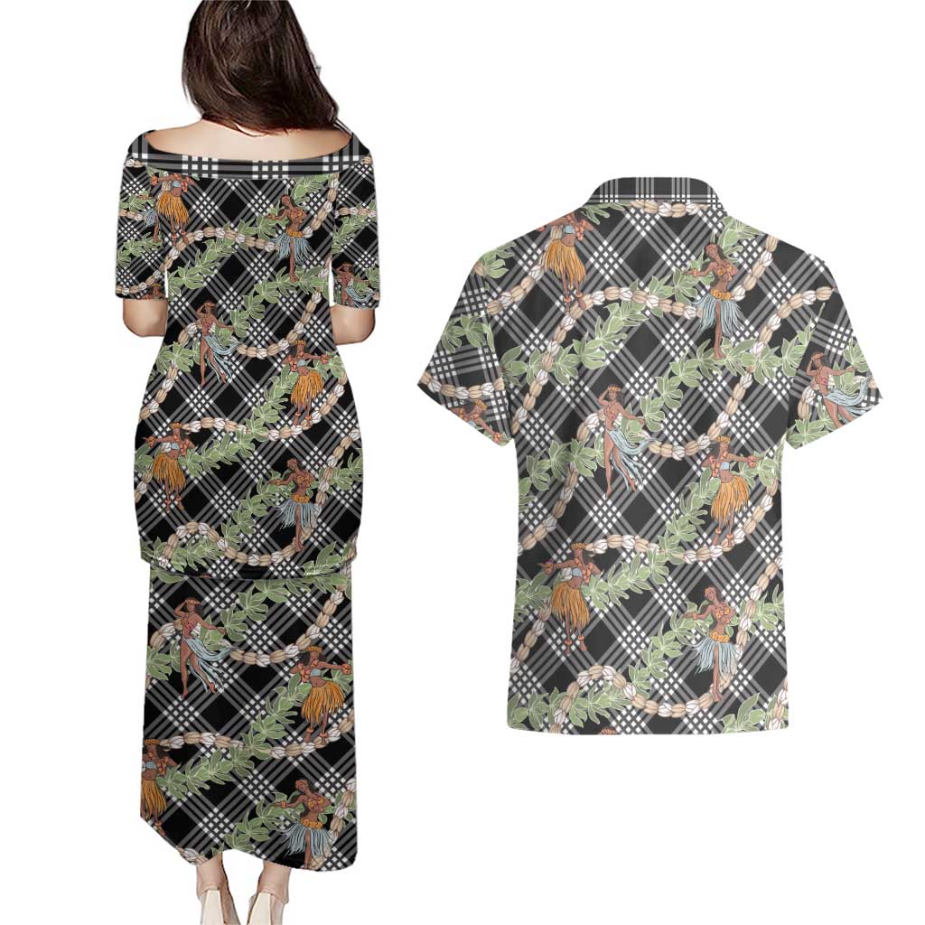 Sable Palaka Hula Girls Seamless Hawaii Aloha Couples Matching Puletasi and Hawaiian Shirt - Polynesian Pride