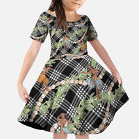 Sable Palaka Hula Girls Seamless Hawaii Aloha Family Matching Off Shoulder Maxi Dress and Hawaiian Shirt LT7 Daughter's Dress Black - Polynesian Pride