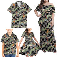 Sable Palaka Hula Girls Seamless Hawaii Aloha Family Matching Off Shoulder Maxi Dress and Hawaiian Shirt LT7 - Polynesian Pride