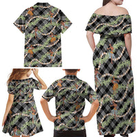 Sable Palaka Hula Girls Seamless Hawaii Aloha Family Matching Off Shoulder Maxi Dress and Hawaiian Shirt LT7 - Polynesian Pride