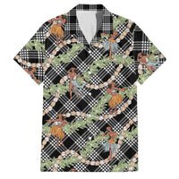 Sable Palaka Hula Girls Seamless Hawaii Aloha Family Matching Off Shoulder Maxi Dress and Hawaiian Shirt LT7 Dad's Shirt - Short Sleeve Black - Polynesian Pride