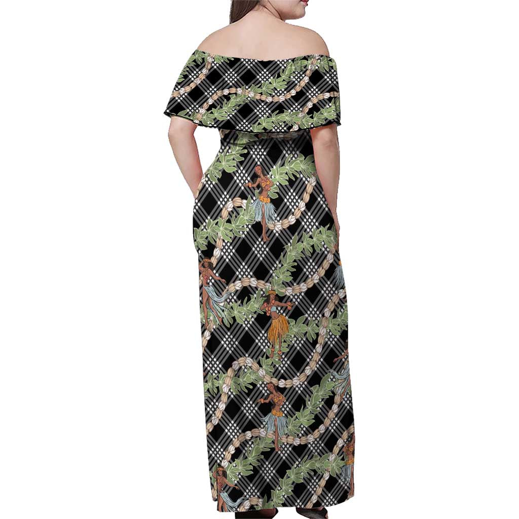 Sable Palaka Hula Girls Seamless Hawaii Aloha Family Matching Off Shoulder Maxi Dress and Hawaiian Shirt LT7 - Polynesian Pride