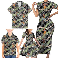 Sable Palaka Hula Girls Seamless Hawaii Aloha Family Matching Short Sleeve Bodycon Dress and Hawaiian Shirt - Polynesian Pride