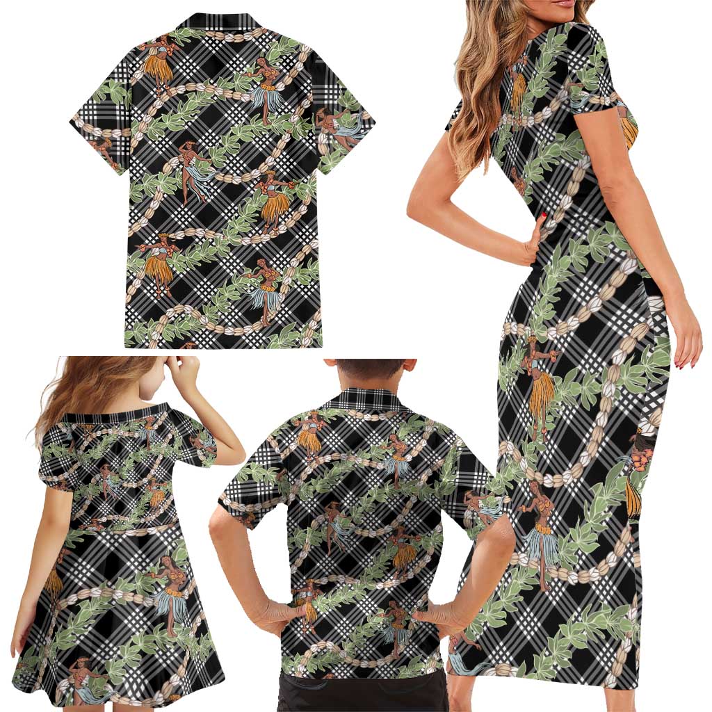 Sable Palaka Hula Girls Seamless Hawaii Aloha Family Matching Short Sleeve Bodycon Dress and Hawaiian Shirt - Polynesian Pride