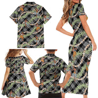 Sable Palaka Hula Girls Seamless Hawaii Aloha Family Matching Short Sleeve Bodycon Dress and Hawaiian Shirt - Polynesian Pride