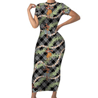 Sable Palaka Hula Girls Seamless Hawaii Aloha Family Matching Short Sleeve Bodycon Dress and Hawaiian Shirt - Polynesian Pride