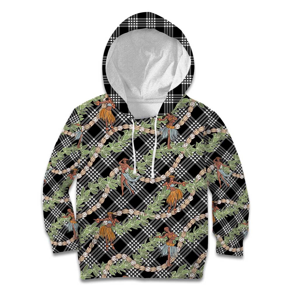 Sable Palaka Hula Girls Seamless Hawaii Aloha Kid Hoodie LT7 Hoodie Black - Polynesian Pride