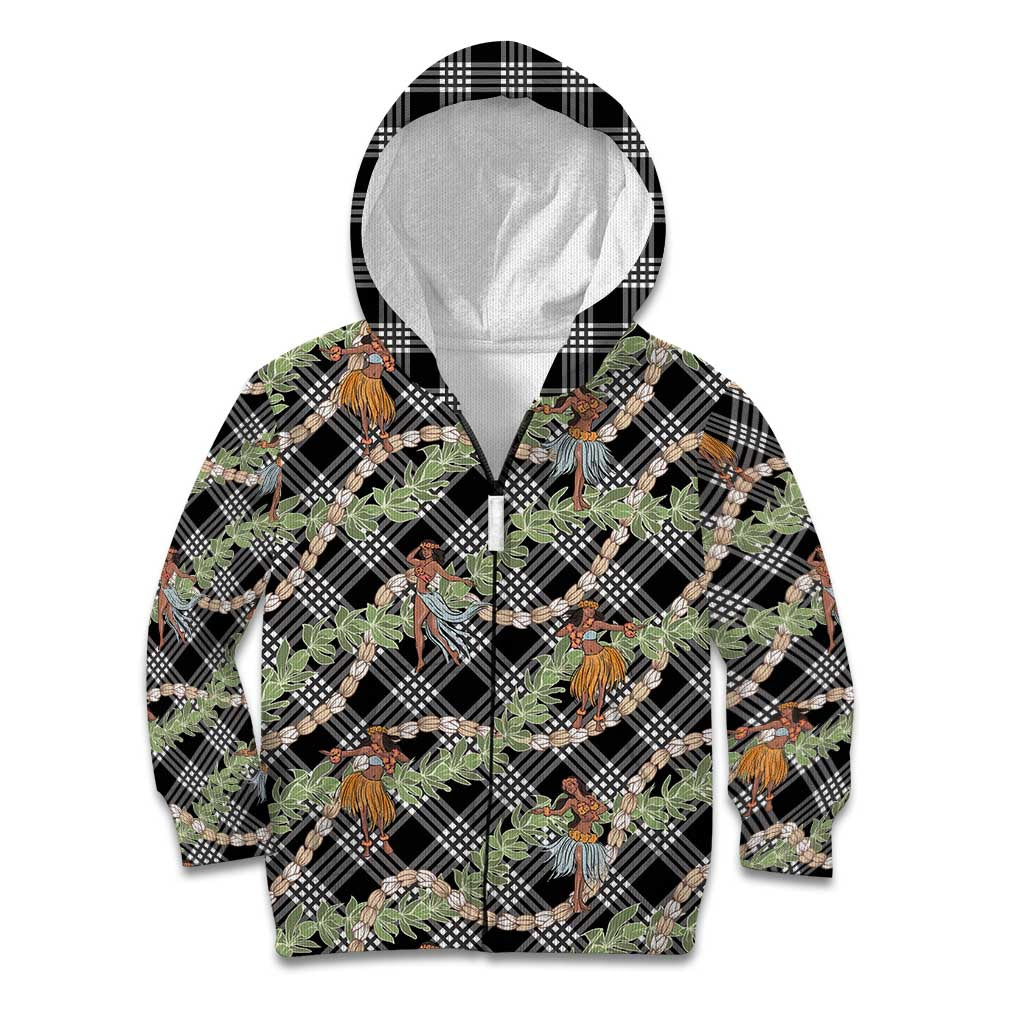 Sable Palaka Hula Girls Seamless Hawaii Aloha Kid Hoodie LT7 Zip Hoodie Black - Polynesian Pride