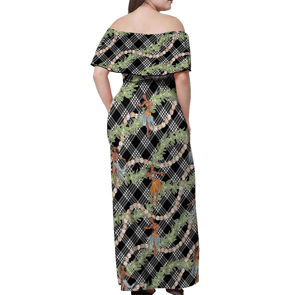 Sable Palaka Hula Girls Seamless Hawaii Aloha Off Shoulder Maxi Dress LT7 - Polynesian Pride
