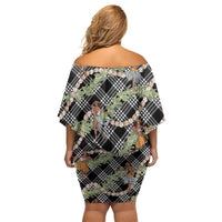 Sable Palaka Hula Girls Seamless Hawaii Aloha Off Shoulder Short Dress - Polynesian Pride