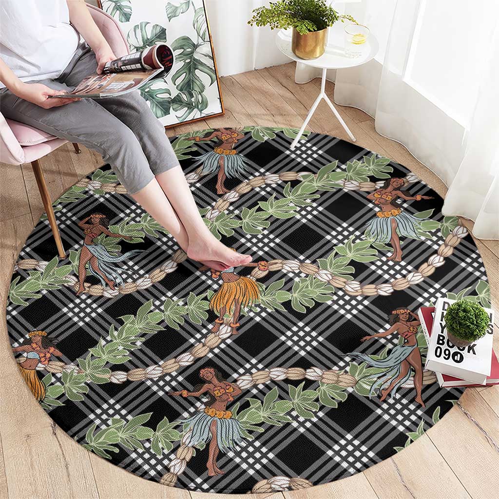 Sable Palaka Hula Girls Seamless Hawaii Aloha Round Carpet - Polynesian Pride