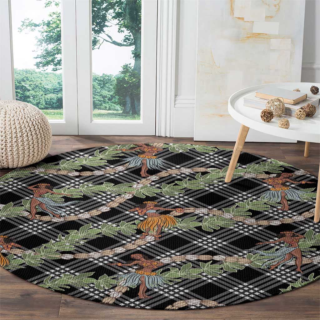 Sable Palaka Hula Girls Seamless Hawaii Aloha Round Carpet - Polynesian Pride