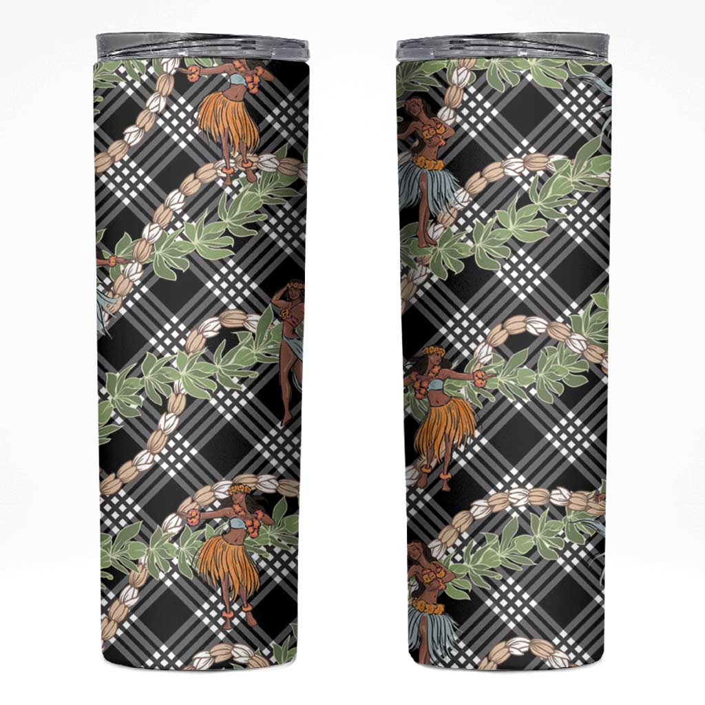 Sable Palaka Hula Girls Seamless Hawaii Aloha Skinny Tumbler LT7 Black - Polynesian Pride