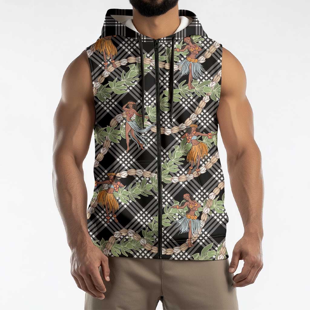 Sable Palaka Hula Girls Seamless Hawaii Aloha Sleeveless Zip Hoodie - Polynesian Pride