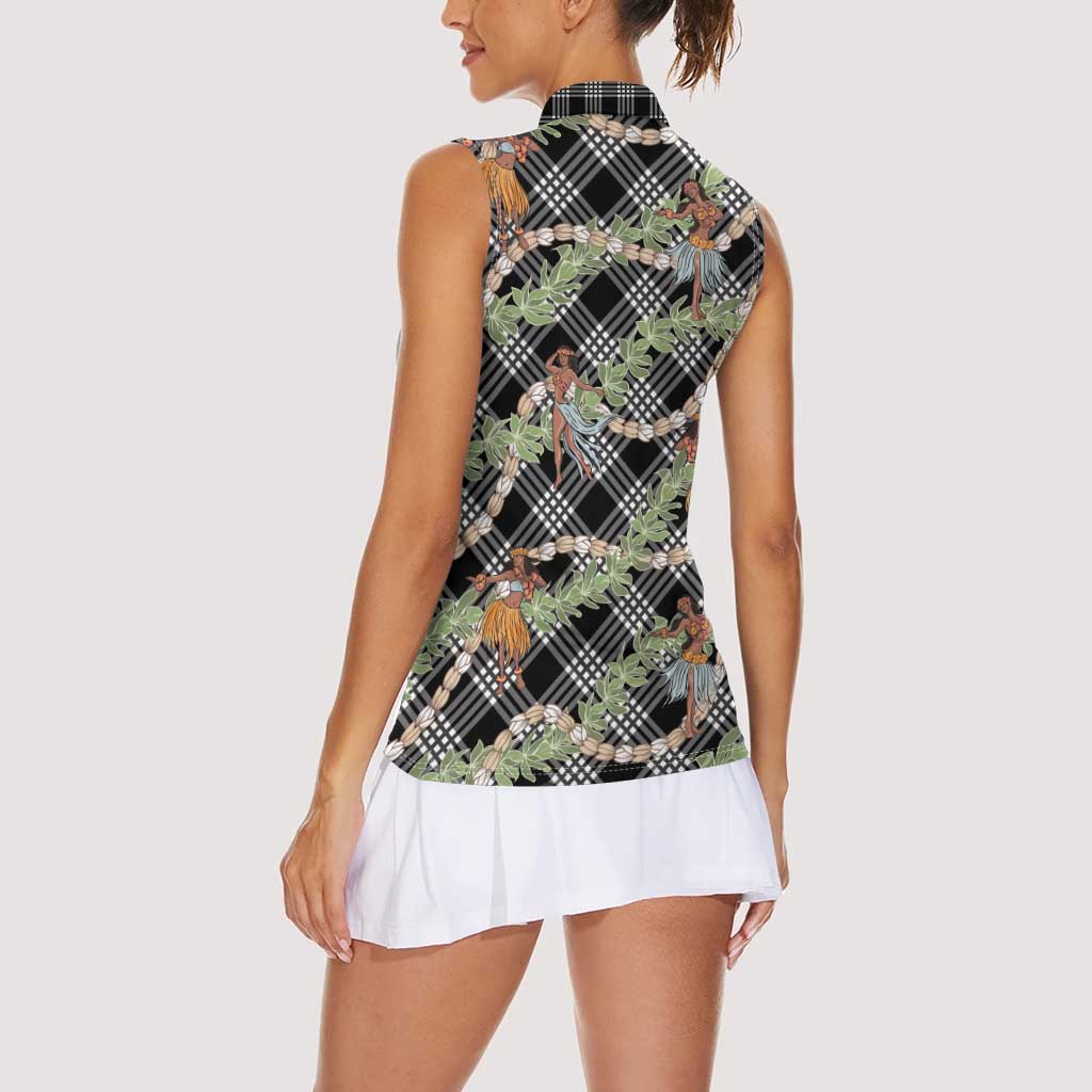 Sable Palaka Hula Girls Seamless Hawaii Aloha Women Sleeveless Polo Shirt - Polynesian Pride