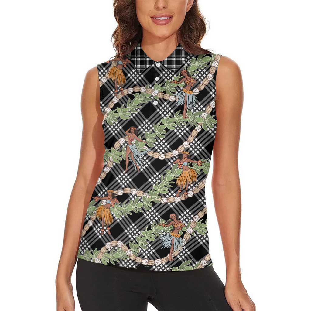 Sable Palaka Hula Girls Seamless Hawaii Aloha Women Sleeveless Polo Shirt - Polynesian Pride