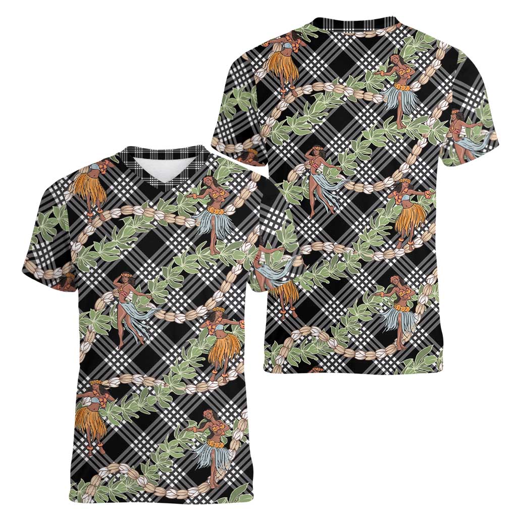 Sable Palaka Hula Girls Seamless Hawaii Aloha Women V-Neck T-Shirt LT7 - Polynesian Pride