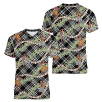 Sable Palaka Hula Girls Seamless Hawaii Aloha Women V-Neck T-Shirt LT7 - Polynesian Pride