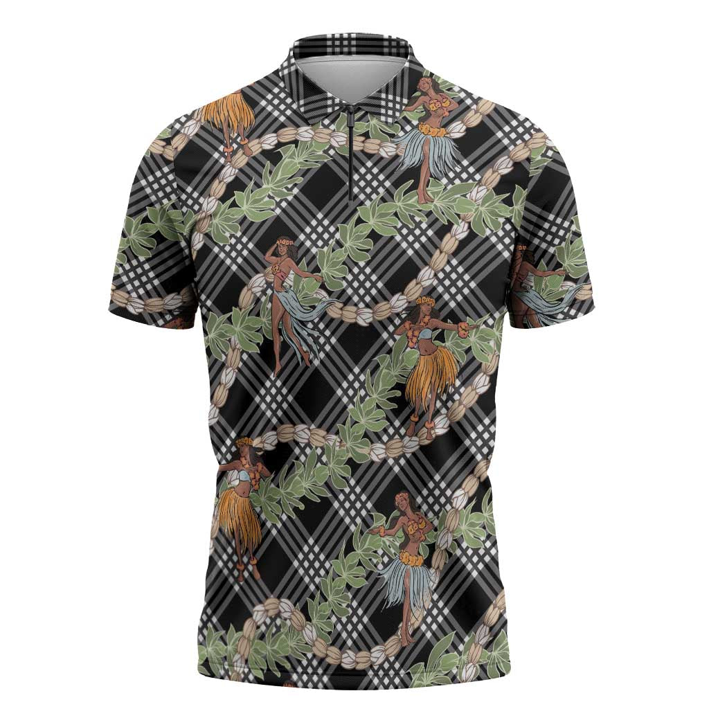 Sable Palaka Hula Girls Seamless Hawaii Aloha Zipper Polo Shirt - Polynesian Pride