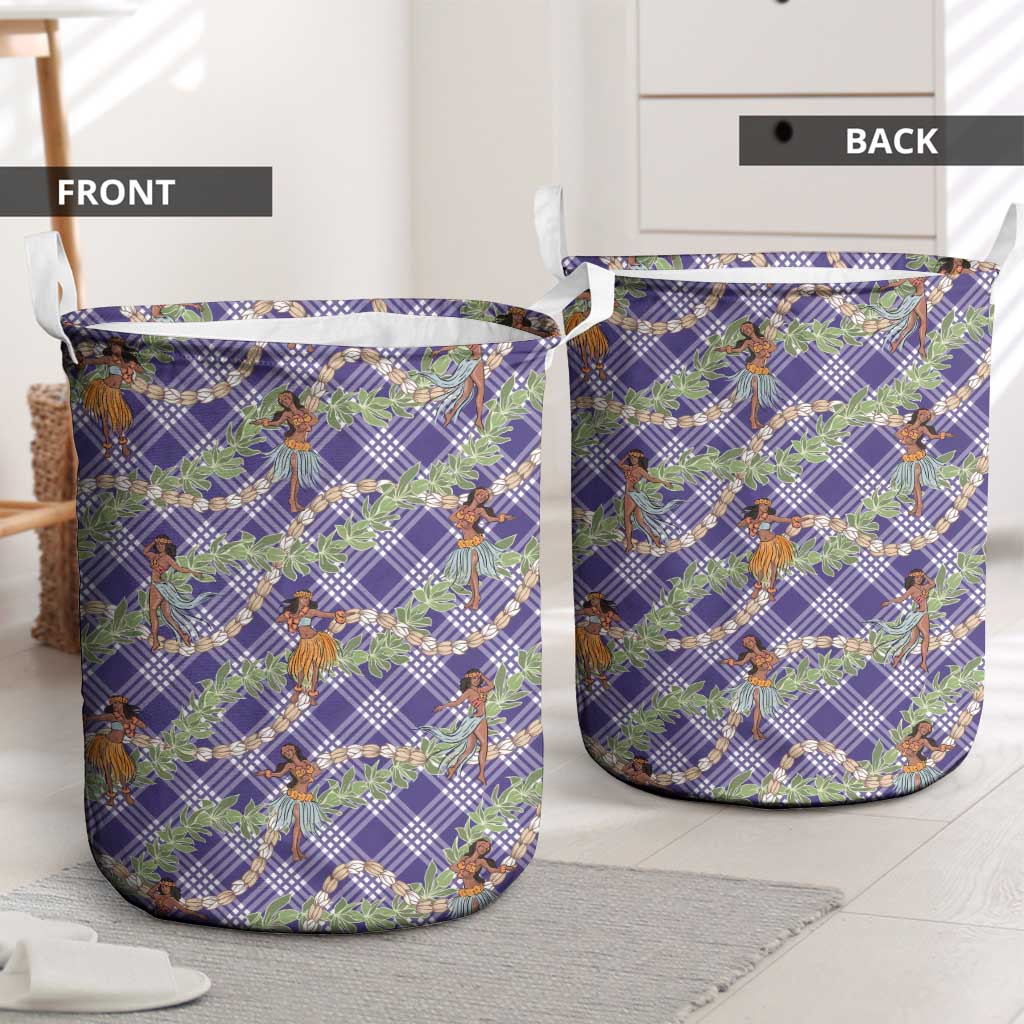 Lavender Palaka Hula Girls Seamless Hawaii Aloha Laundry Basket LT7 - Polynesian Pride
